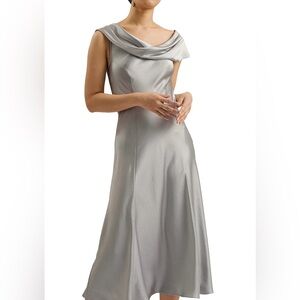 NWT TED BAKER Sirinna Draped Neck Bias Cut Midi Dress